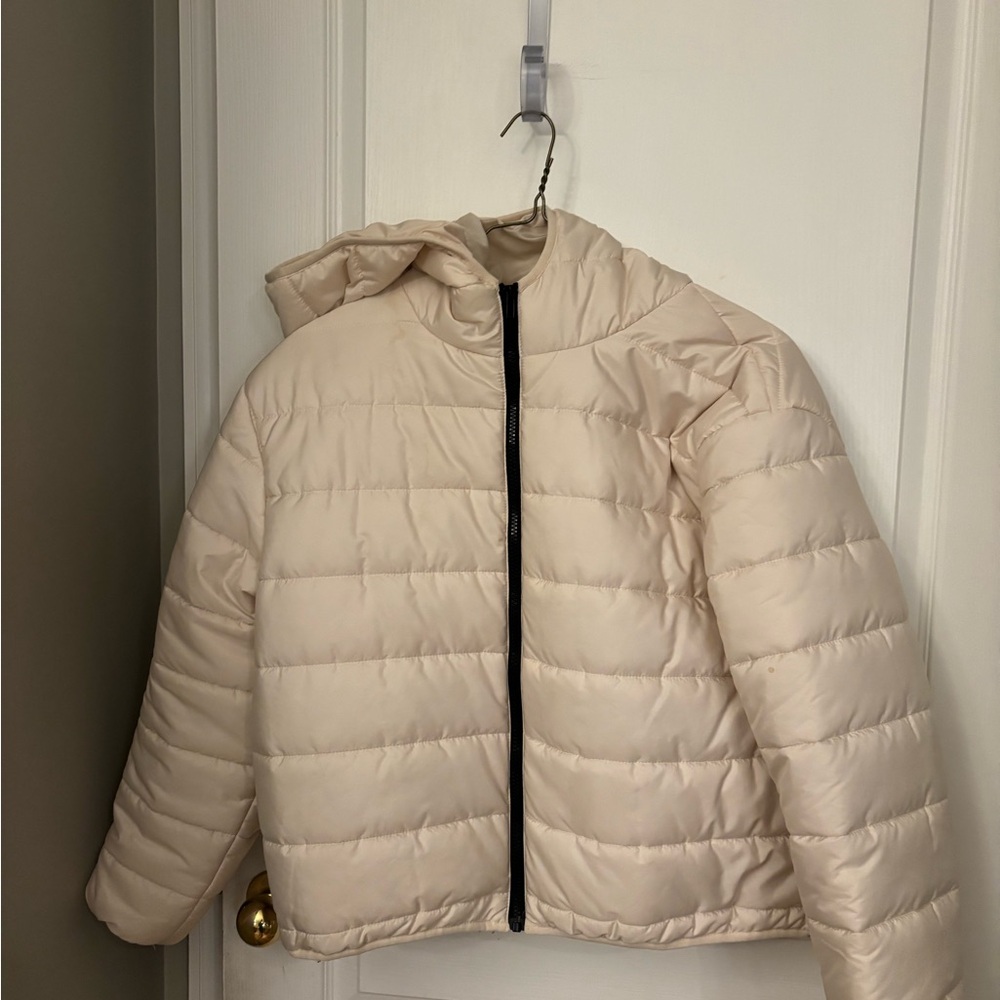 Wild Fable Women's Beige Hooded Cropped Puffer Jacket - Size XL